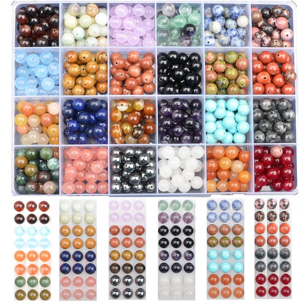 1996 6mm Natural Mixed Materials Gemstones Beads Tiny Spacer Round Loose - Picture 5 of 7